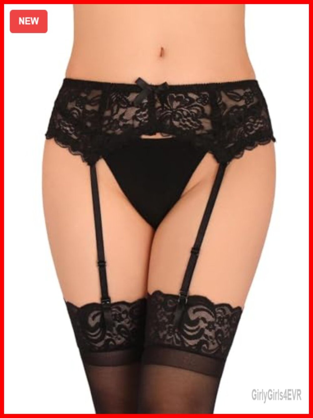 Lace Garter Belt 4 Strap Thigh High Suspender Nylon Spandex Sexy Lingerie